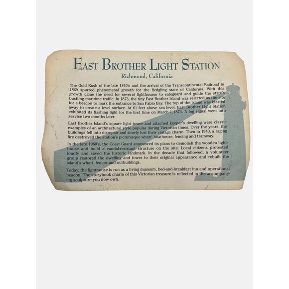 Danbury Mint East Brother Light Station Richmond Historic American Lighthouses - Picture 7 of 7